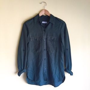 Zara Hunter Green Button Down Shirt Size XS